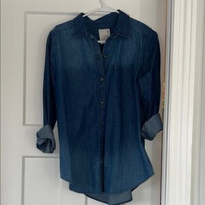 Kohl's Dark Blue Denim Button-Down Shirt
